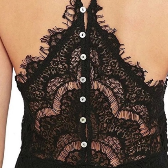 Free people Shes got it Black Lace High neck, Racer Back Bobycon dress. Sz Small - Picture 3 of 12